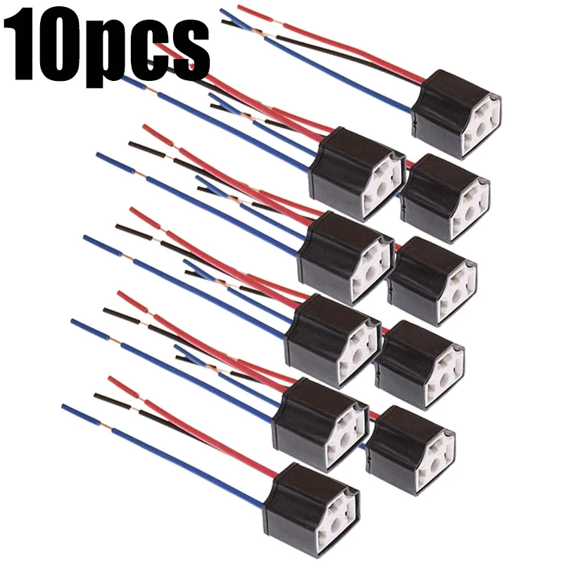 Portalámparas H4 para bombilla de coche, cableado de cable cerámico de 3 orificios, bombilla para faro de coche, enchufe de haz de luz, accesorios de luz para automóvil, 2/4/6/10 Uds.: Blanco