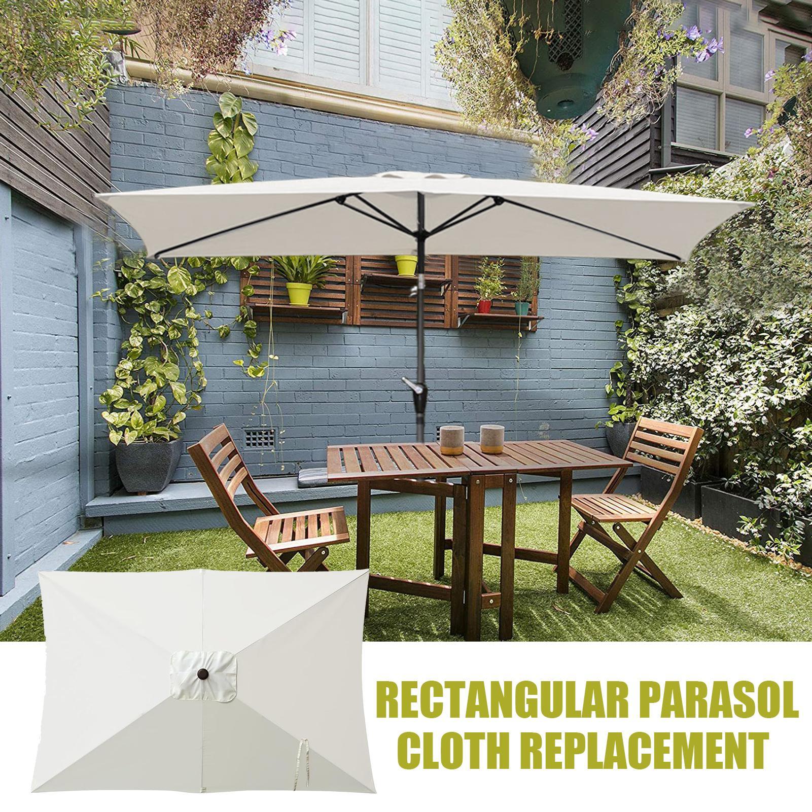 Auvent de parapluie 6,6 x 10 pieds, Parasol rectangulaire de remplacement en tissu, Protection UV, Parasol pour balcon extérieur décalé, pique-nique