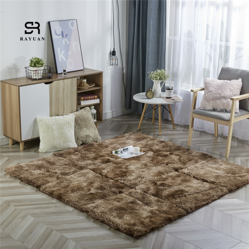 RAYUAN Abstufung Polyester Wildleder Plüsch zottelig Teppich DIY Puzzle matt Warme Weiche Bereich Teppich Anti Unterhose freundlicher Baby Spielen Matten playmat