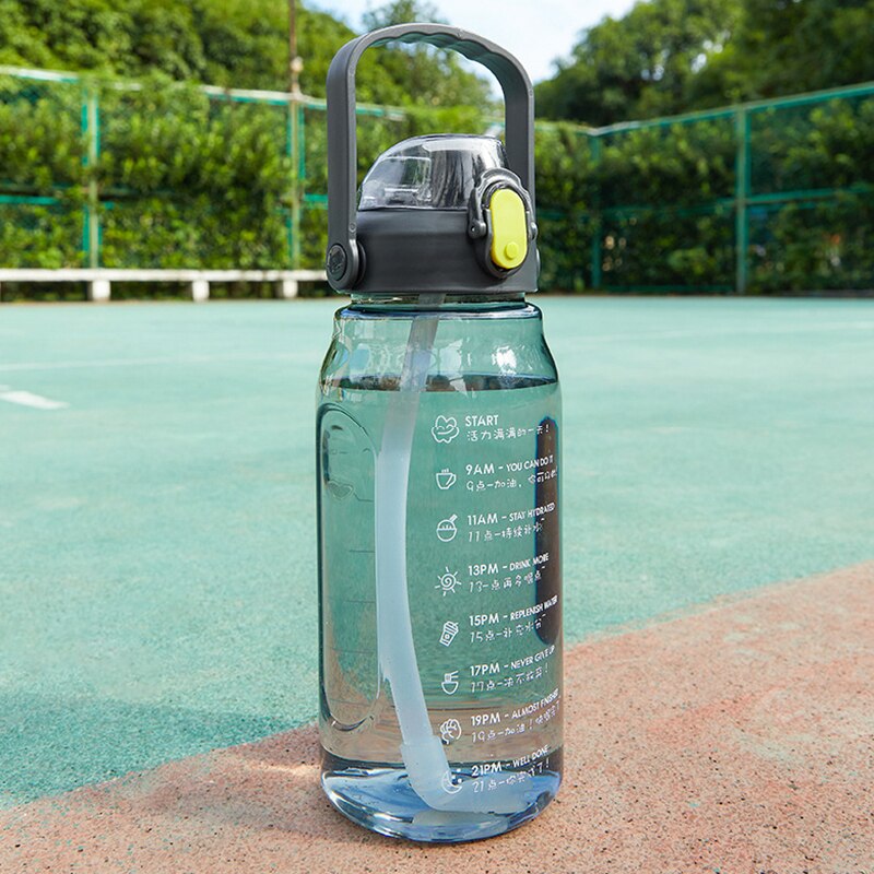 2L Waterbottle Water Fles Sport Fles Voor Camping Wandelen Toerisme Water Drinken Fles Met Tijd Marker
