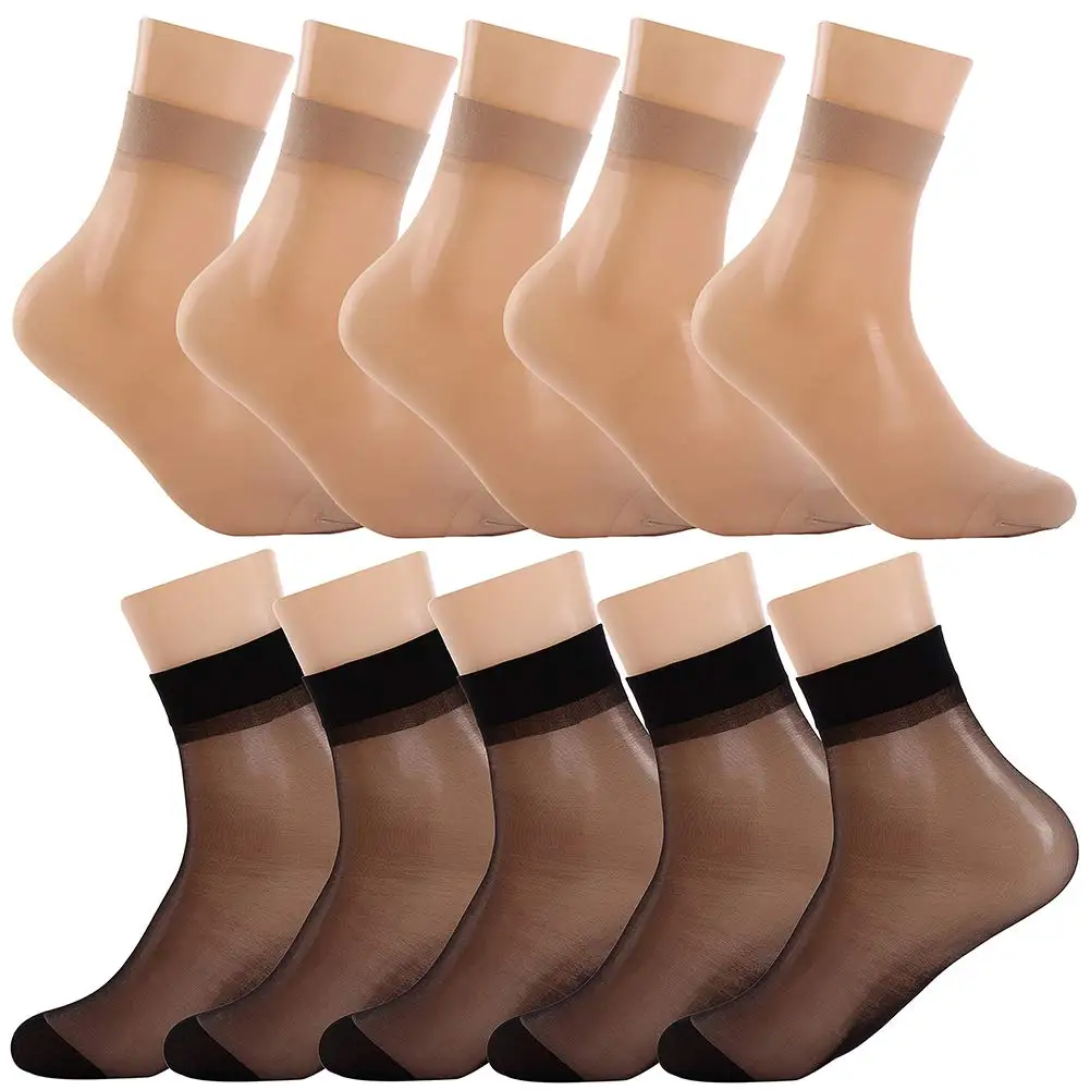 40Pcs=20Pairs Transparent Summer Socks Ultrathin Women Nylon Ladies Female Short Ankle Meias Elastic Crystal Spring Silk Sox