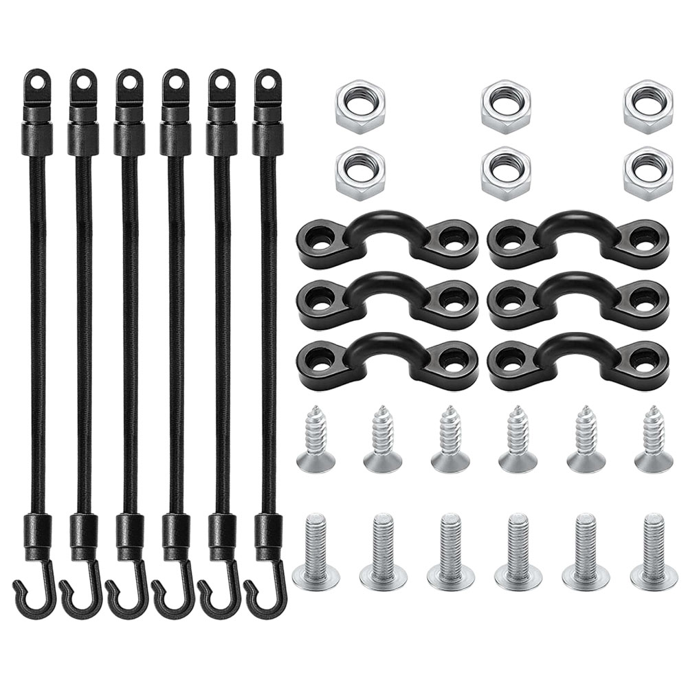 Flexible 18 Inch Fishing Rod Tie Down Straps for Secure Use on For Boat Deck or For Kayak Full Installation Kit