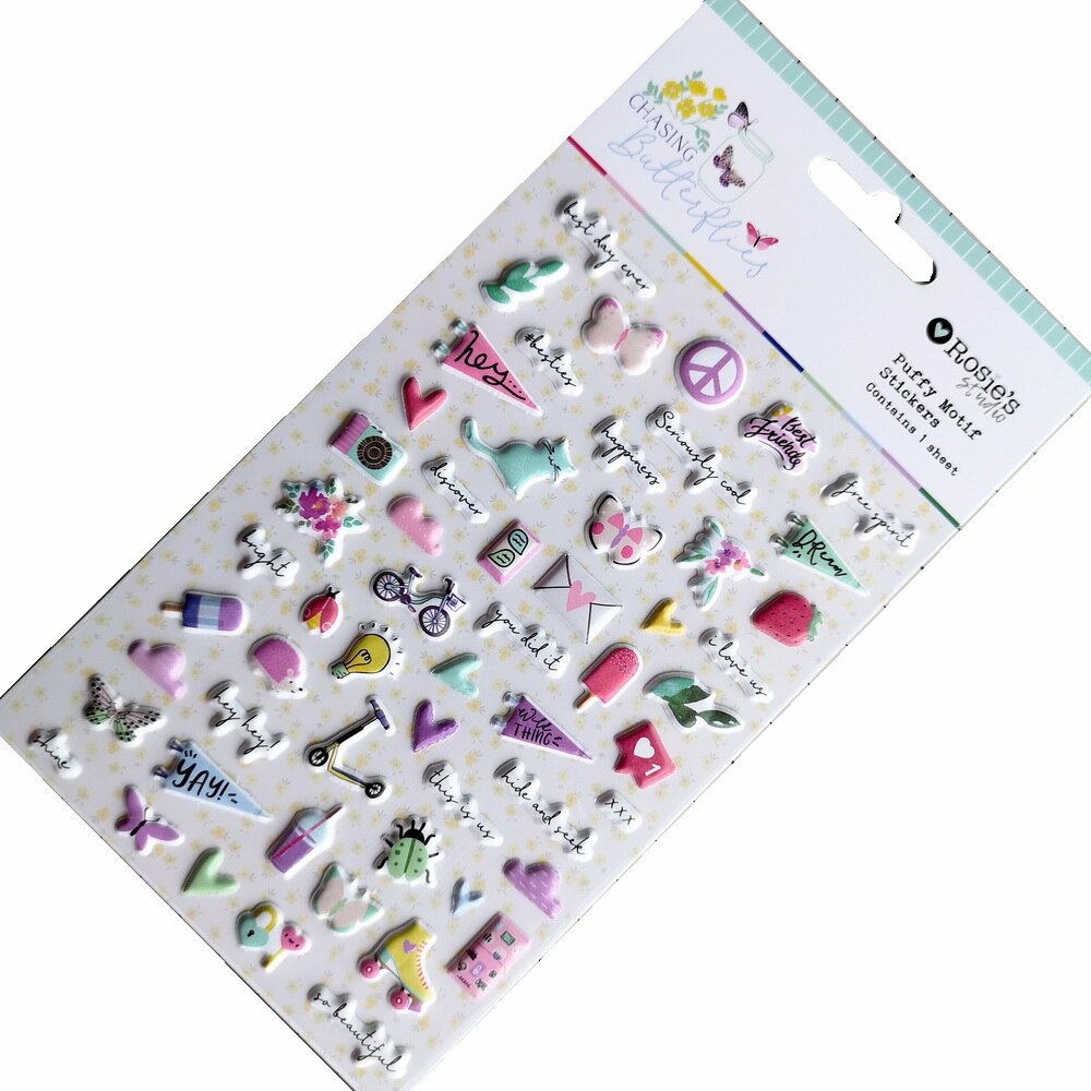 CRZCrafter Puffy Motif Stickers Embellishments Mini DIY Crafts Self Adhesive For Scrapbooking Cardmaking Journaling Decorations