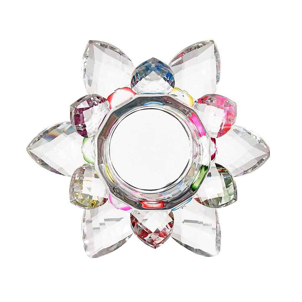 Candelabro de flor de loto de cristal de 38 °, portavelas para té, vela budista, velas para decoración del hogar
