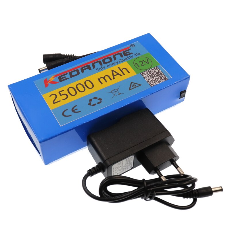 12v 25000mAh lithium-ion Rechargeable battery High Capacity 12.6v 25Ah AC Power Charger With charging indicator + charger