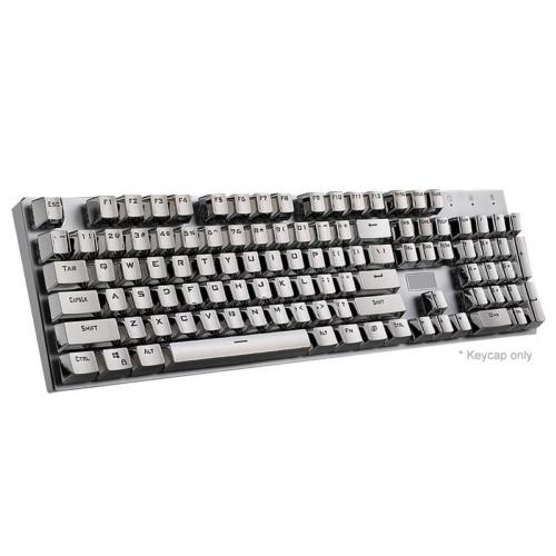104 Keys Solid Color PBT Backlight Electroplated Metal Texture Mechanical Keyboard Keycaps Replacement Kit For Cherry MX : Gloss Silver
