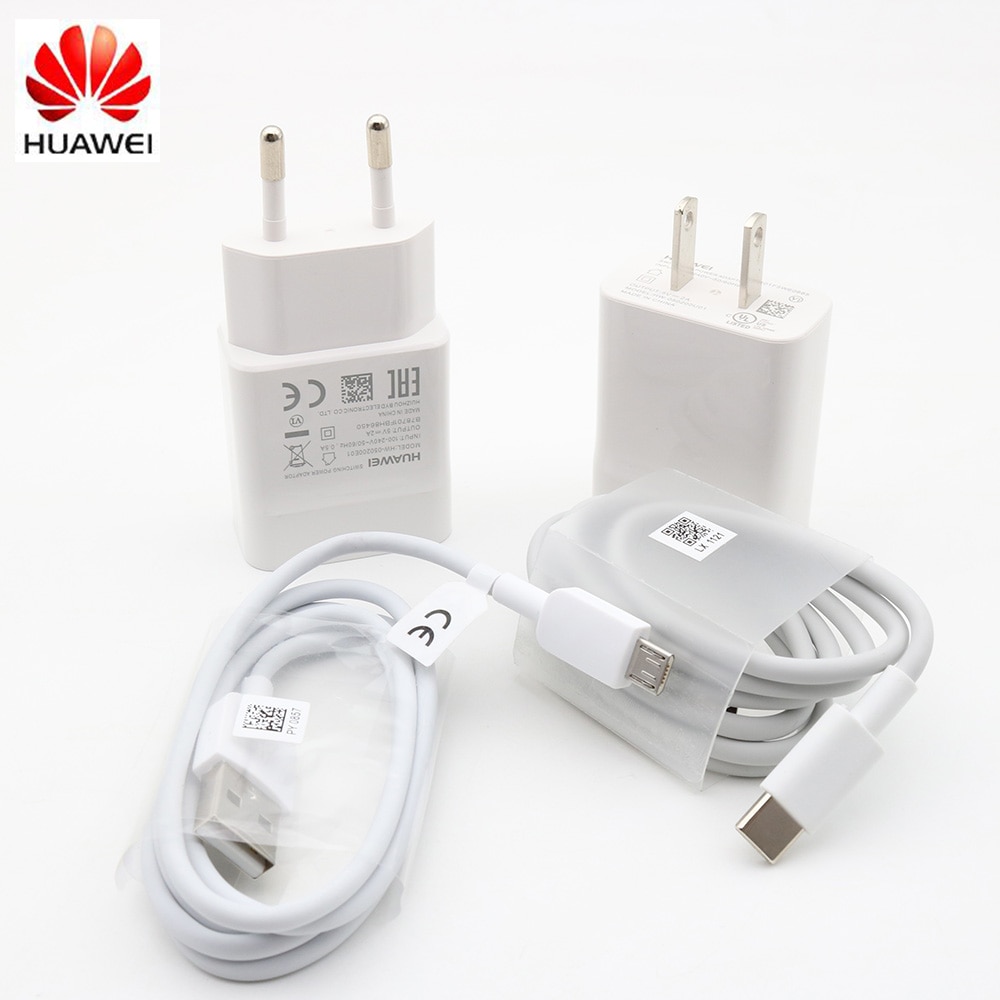 Originele HUAWEIl 5V 2A EU ONS charger & Micro USB/Tpye C Kabel voor P8 9 nova 3i 2i honor 8x 7c p6 p7 p8 p9 p10 lite mate 7 8 S Y6