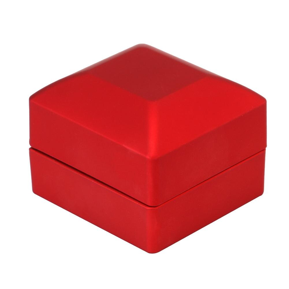 LED Lighted Earring Ring Box Wedding Ring Storage Jewelry Display Packaging Organizer Storage For Engagement: Red
