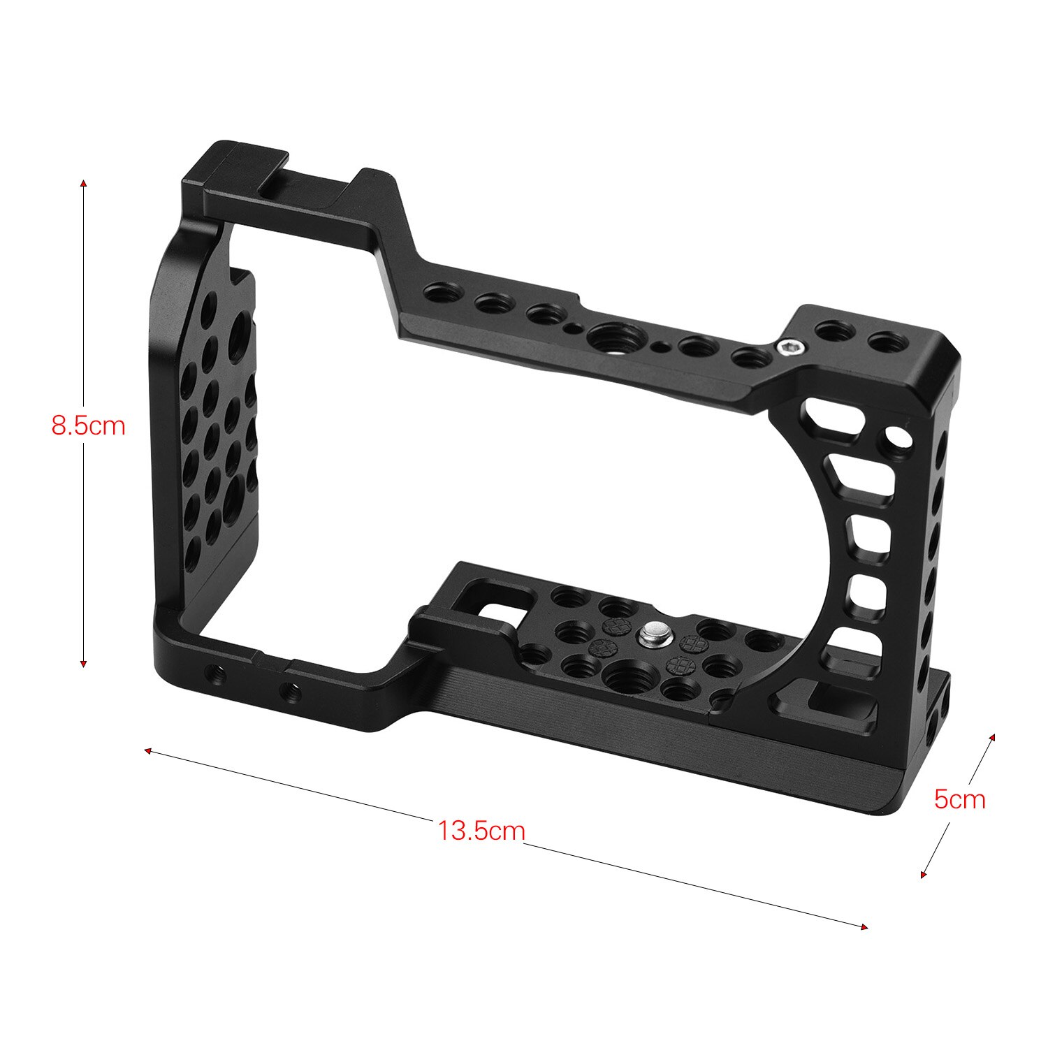 Montagem fria arri da sapata do equipamento da gaiola da câmera da liga de alumínio que localiza o furo 1/4 3/8 furos rosqueados para sony a6000/a6100/a6300/a6400/a6500