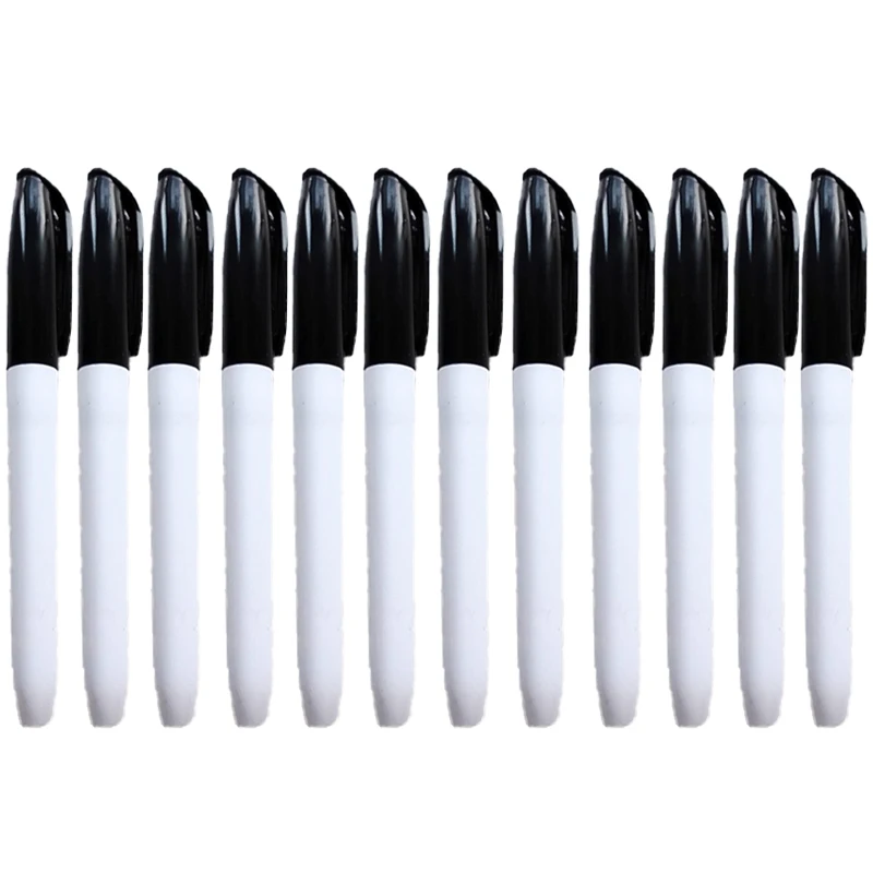 4/12 stuks whiteboard markeerstift af te vegen sneldrogende marker op waterbasis repetitief uitwisbaar zwart voor leraar schoolkantoor: Marineblauw