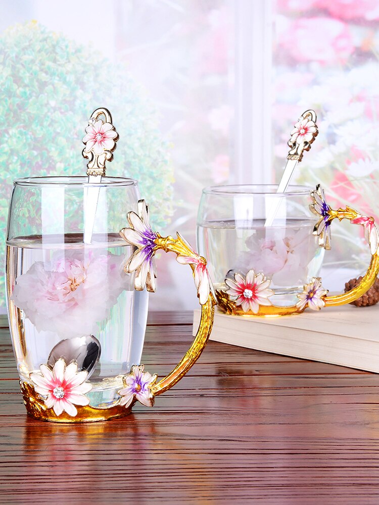 Tazas de café de vidrio esmaltado de Color, tazas de té y tazas resistentes al calor, vasos de agua para el hogar y la Oficina, artículos para beber, para los amantes