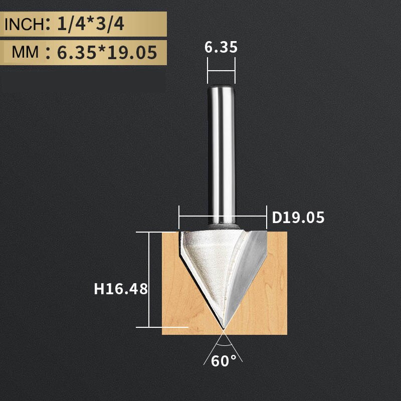 TIDEWAY 45 60 Degree V Bit Tungsten Carbide 3D V-Shaped Engraving Router Bit CNC Woodworking Tool for Hardwood MDF Plywood: V00904