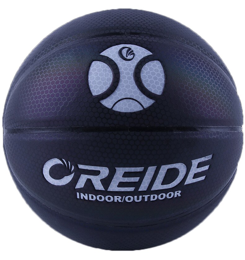Pelota de baloncesto luminosa, pelota de baloncesto holográfica reflectante, de PU, resistente al desgaste, brillante, juego deportivo nocturno: Size 7 black