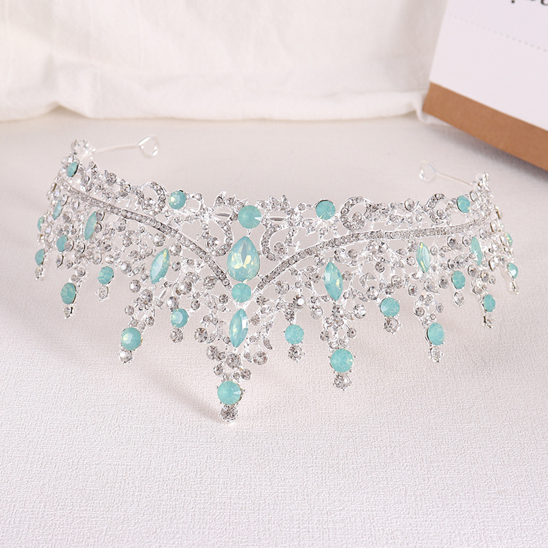Tiaras nupciales de cristal de ópalo de Reina de princesa barroca, coronas, tocados elegantes de lujo, diadema, vestido de pelo de boda, accesorios de joyería