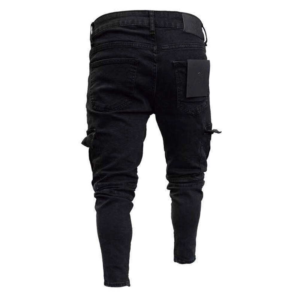 Black Denim Pants Skinny Jeans Men Stretch Trousers Pockets Casual Legging Slim Fit Jeans Plus Size