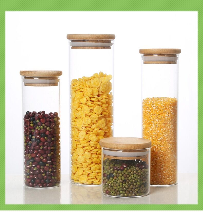 2 stücke Holz Deckel Glas Luftdichten Kanister Küche Lagerung Flaschen Gläser Lebensmittel Container Körner Tee Kaffee Bohnen Körner Candy Gläser