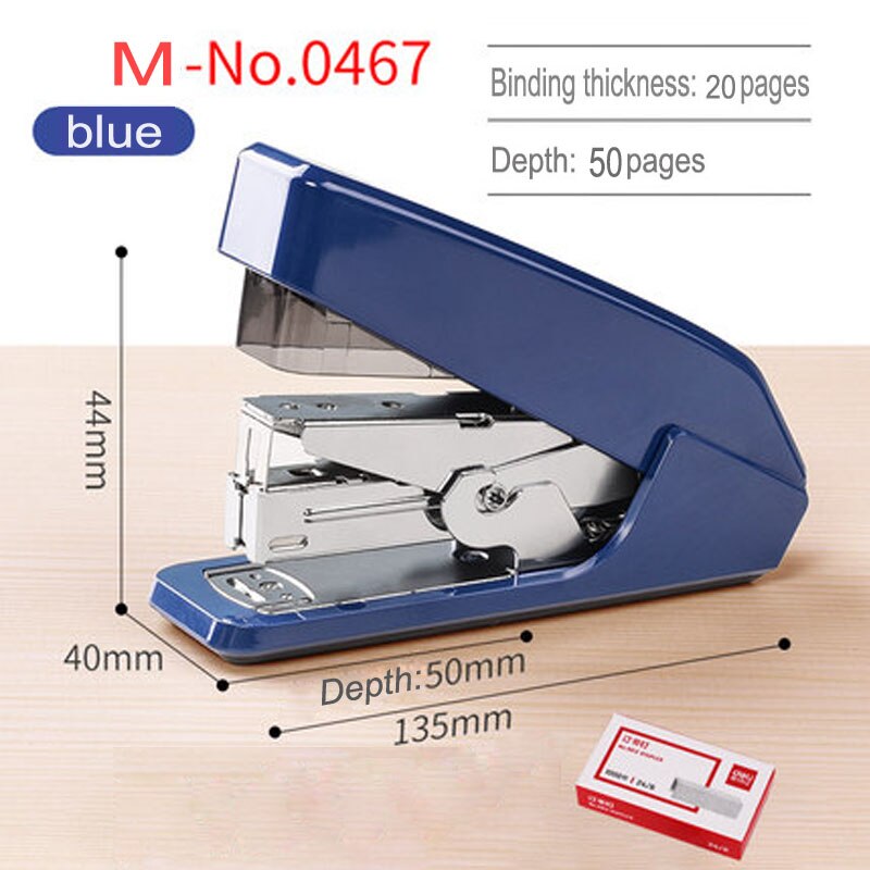 Deli Multi-functional Power-Saving Stapler Office Supplies Student Special Small/Medium/Large stapler standard practical stapler: M - NO.0467 blue