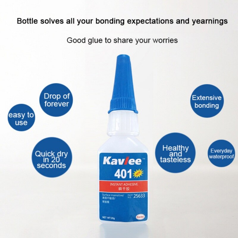 401 Super Sterke Sneldrogende Lijm Auto Zelfklevende Plastic Hoge Sterkte Metalen Keramische Hout Elektronische Instant Lijm