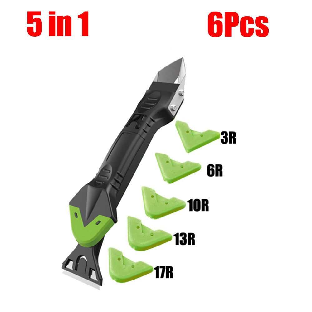 5in1 Silicone Remover Sealant Caulk Finisher Grout Scraper Kit Multifunctional Rubber Shovel Floor Mould Removal Spatula Tool: 5 in 1 Scraper