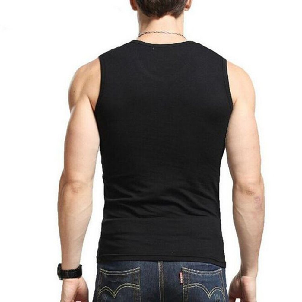 Mænd ensfarvet ærmeløs rundhalset vest slim fit fitness tank top undertrøje gym vest