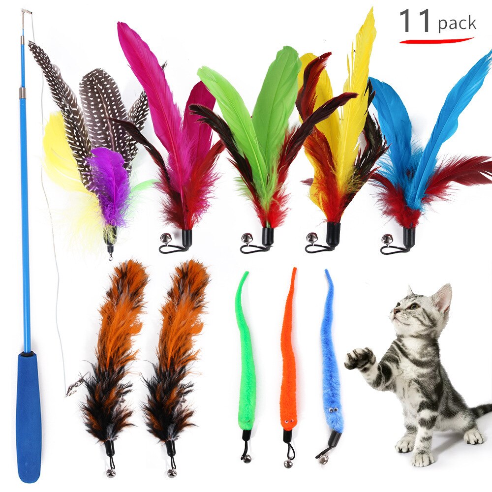 Jouets en forme de souris pour chat, boules en forme de souris, formation pour chaton, ensemble de jouets amusants interactifs, bâton d'herbe à chat, boule de cloche en Sisal, fourniture pour animaux de compagnie,: 11pcs cat toys