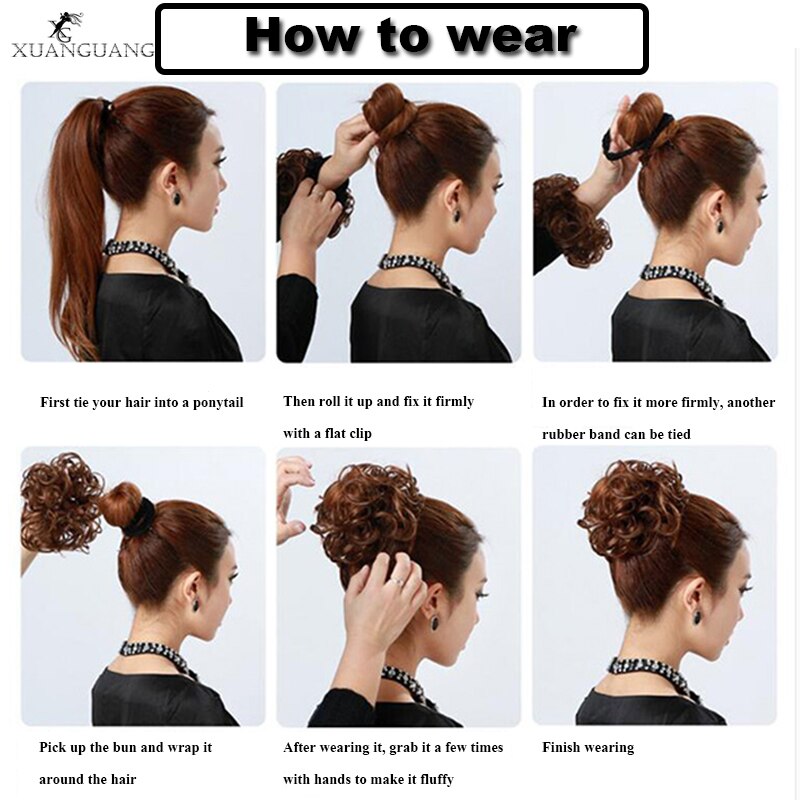 Xuanguang lockig bulle bär gummiband syntetisk peruk syntetisk bulle munk peruk chignon