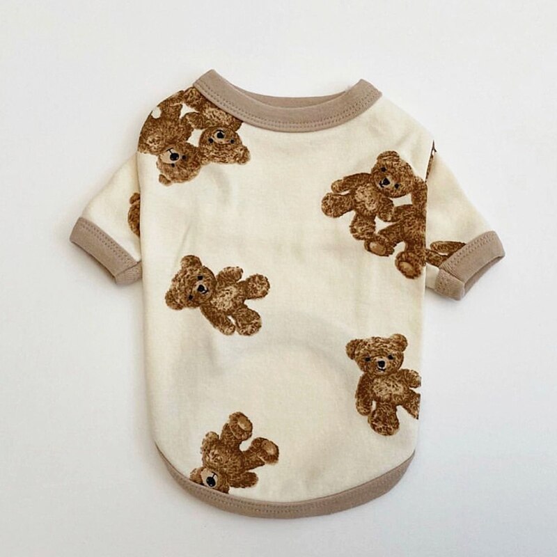 Vêtements d'été fins pour animaux de compagnie, imprimé ours en peluche, VIP Bichon, Hiromi Yorkshire Schnauzer, chien, petit chien, chat: WHITE / XL