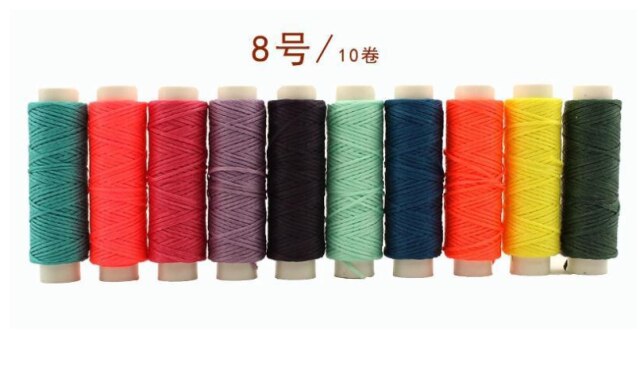 10Pcs 0.8MM 15MM Flat Waxed Sewing Line Thickness Waxed Thread For Leather Waxed Cord For Leather Craft Hand Stitching Thread: 8
