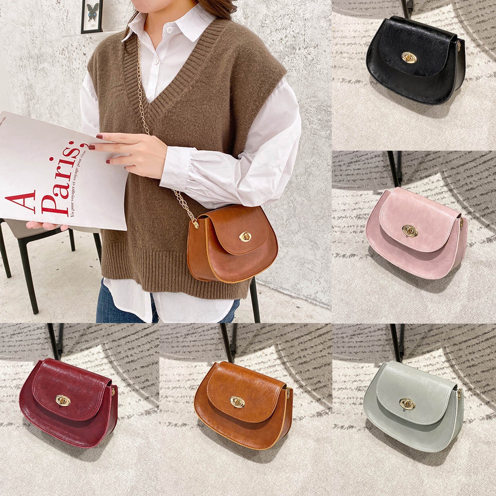 Sac à main asymétrique décontracté pour femmes, sac à bandoulière, à la , assorti à tout, petite sacoche, pochettes