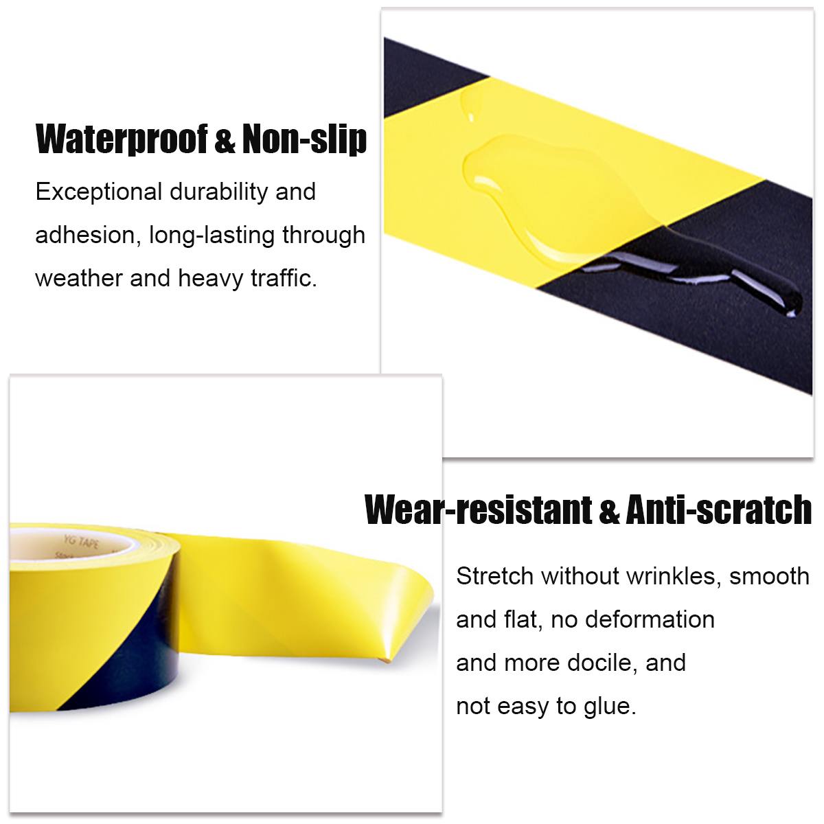 33M Length Warning Tape Waterproof Safety Traction Tape Caution Tape Warning Restricted Area and Floor Stairs Anti-Slipping