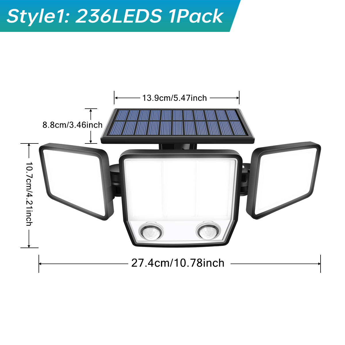 3000LM Solar Light With Dual PIR Motion Detector 3 Lighting Modes 270° Illumination IP65 Waterproof Security Garde Flood Lights: Blue