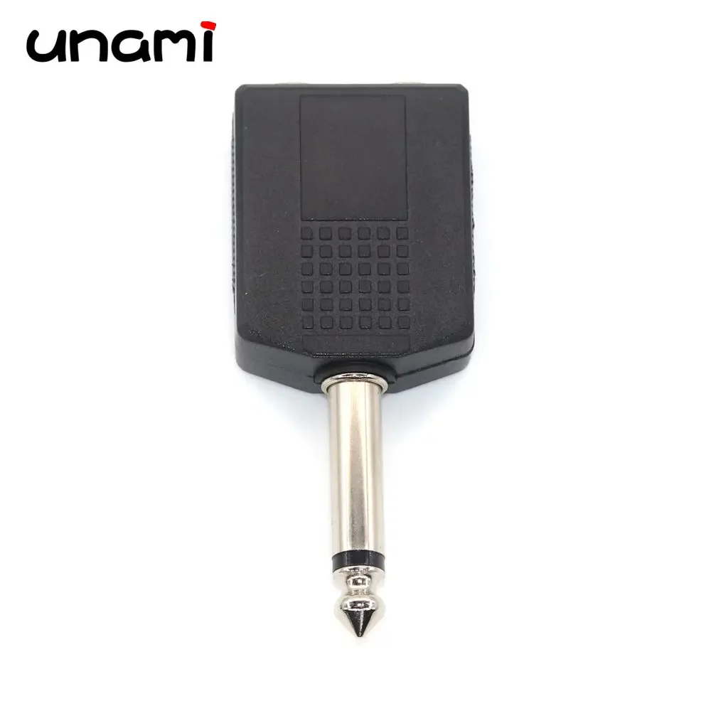 Adaptador de Audio con conector Mono de 1/4 pulgadas, conector divisor de micrófono para auriculares Mono hembra de 1/4 "y 6,35mm macho a doble 6,35 Mm