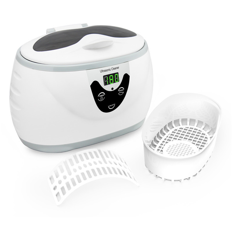 Limpiador ultrasónico de uñas, herramienta de manicura, esterilizador de baño, limpiador de dientes, máquina de lavado de joyas de ultrasonido: White / Reino Unido