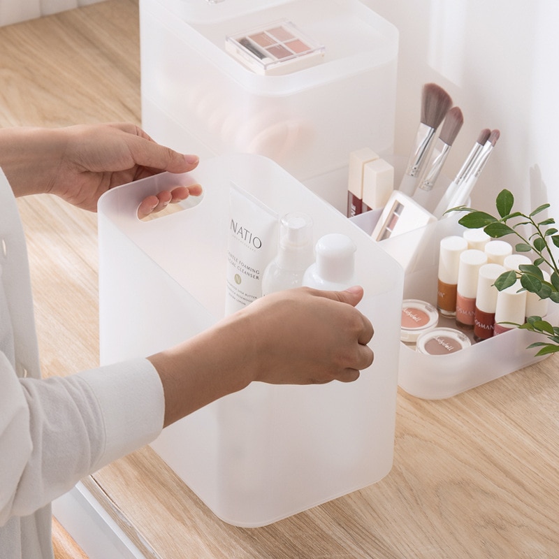 Japan Bureau Organizer Box Frosted Transparant Gratis Combinatie Cosmetische Make Up Box Multifunctionele Tafel Accessoires