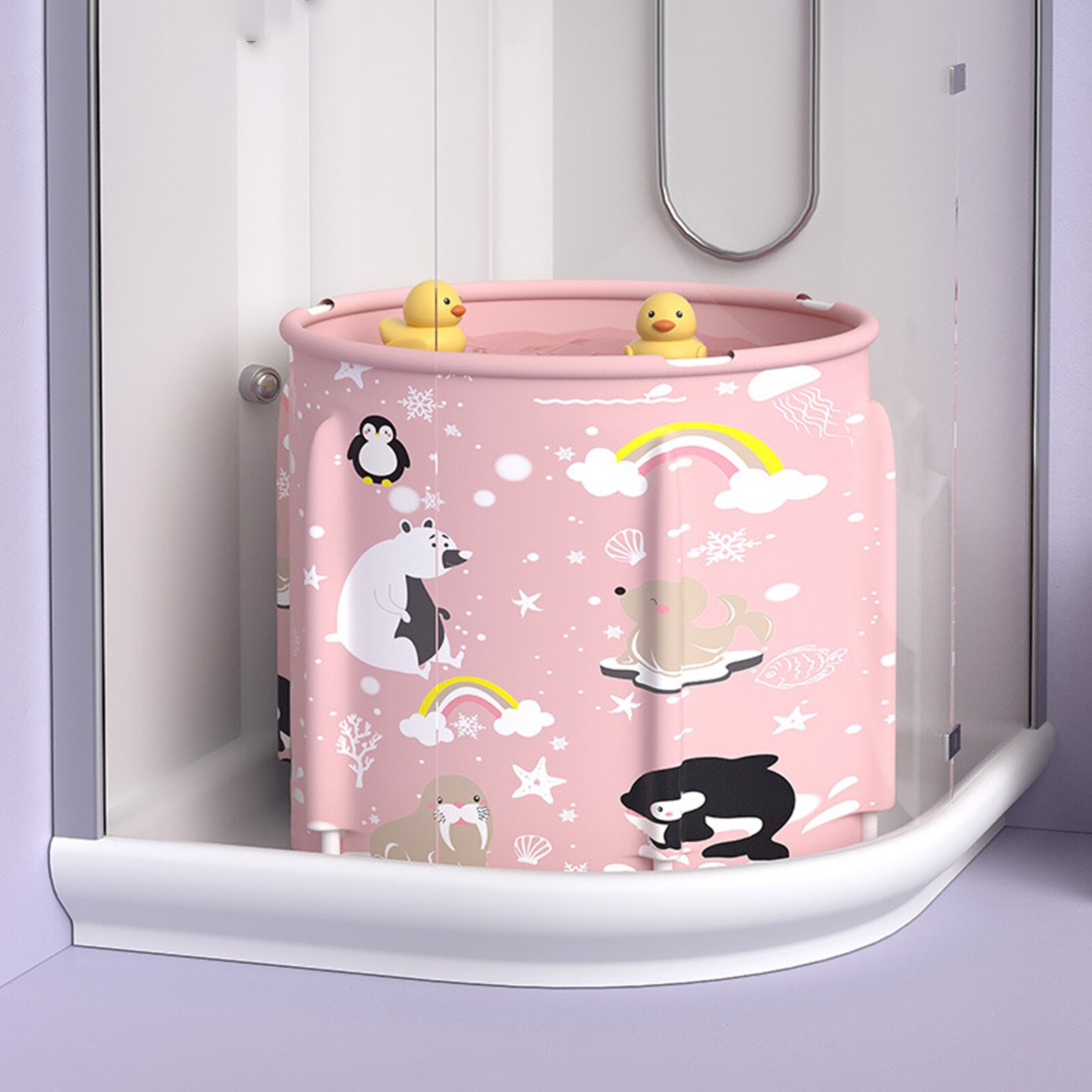 100L Portable Foldable Bathtub Bathroom SPA Tub PVC Standing Bath Tub Moisture Resistance Heat Preservation Children Bath Bucket