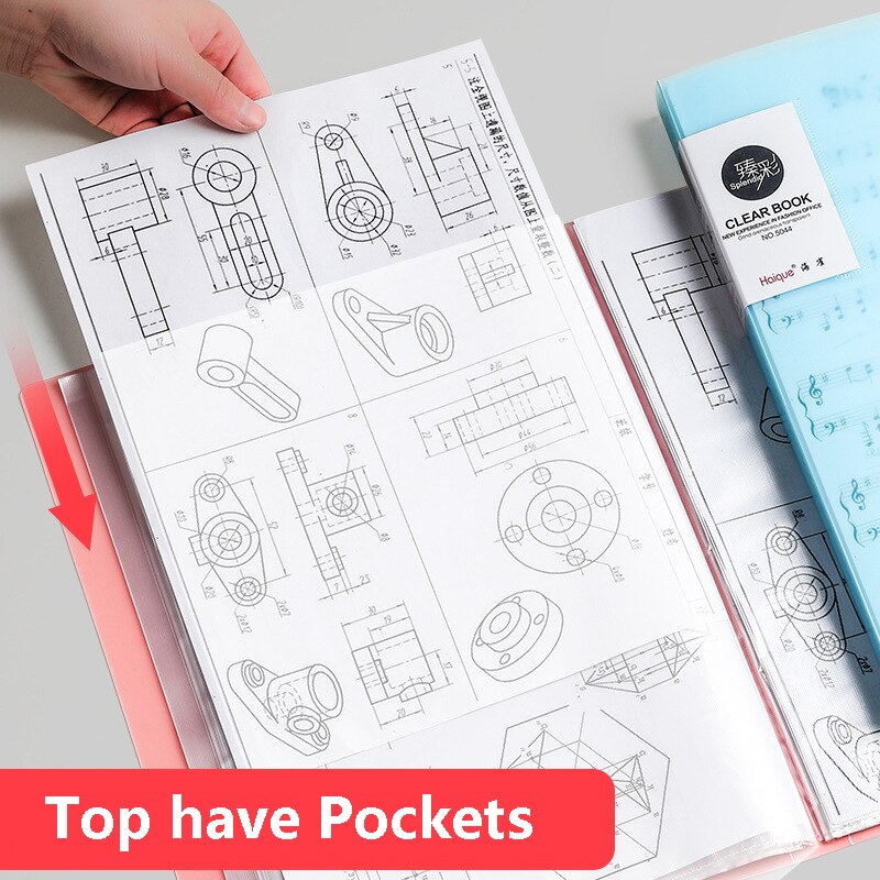 A4 File Organizer Folder Bag for Documents Pouch Bill Folder Data Book Test Paper Organization Folder 40 Pages Office Supplies