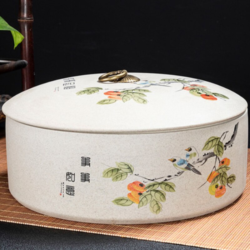 Tea Box Storage Kitchen Puer Biscuit Ceramic Jar Seal Storage Holder Sweetmeats Candies Can Teaware Tea Caddies Tin Containers: C