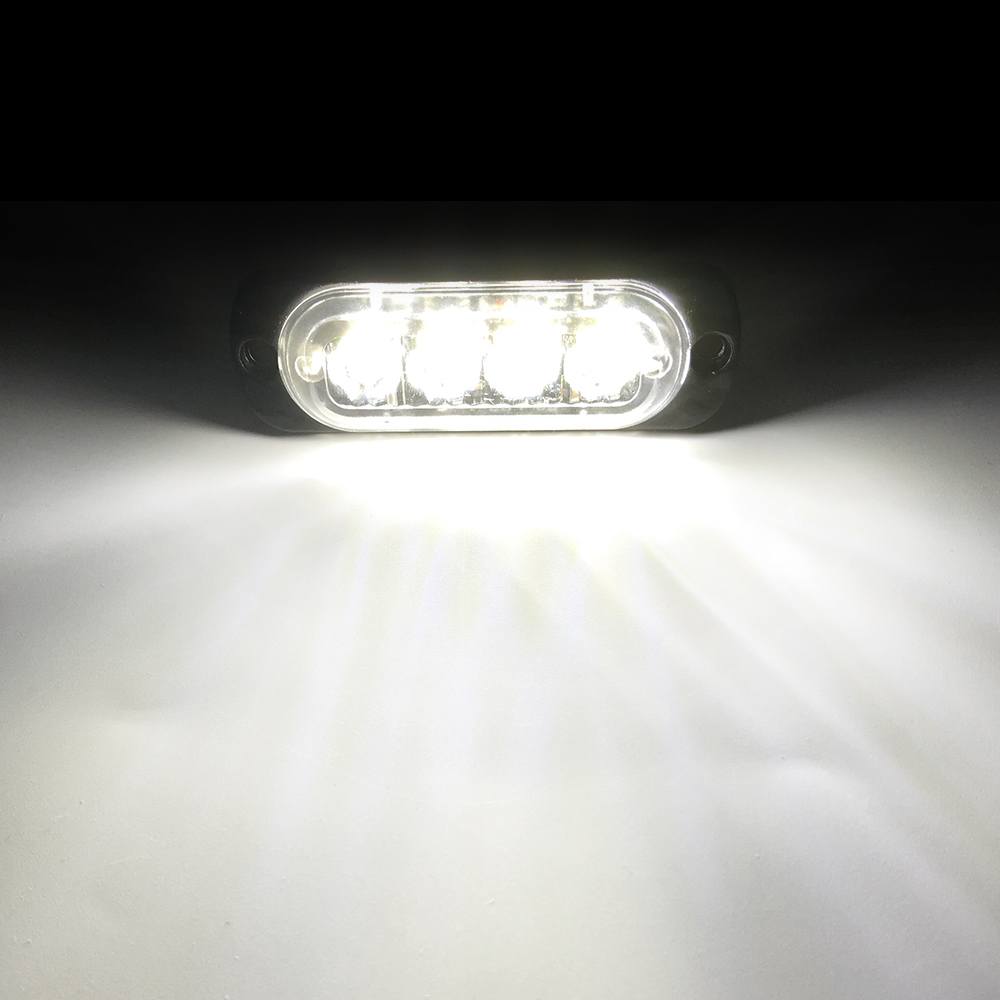 4 led-varsellys for bil, lang, lys grill, hvit, gul, for 12v 24v lastebil, tilhenger, sidelys, nødlys, politi, rotorlykt, signal: Foranderlig