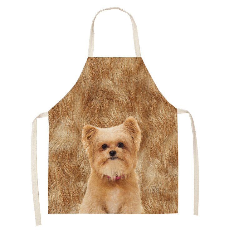 Delantal de cocina para padres e hijos precioso perro foto impresa sin mangas algodón Lino Delantales para hombres mujeres hogar Herramientas de limpieza