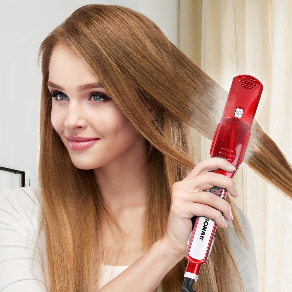 Steam Straightener LCD Display Ceramic Flat Iron Hair Straightening Straighteners Hair Salon Steam Styler