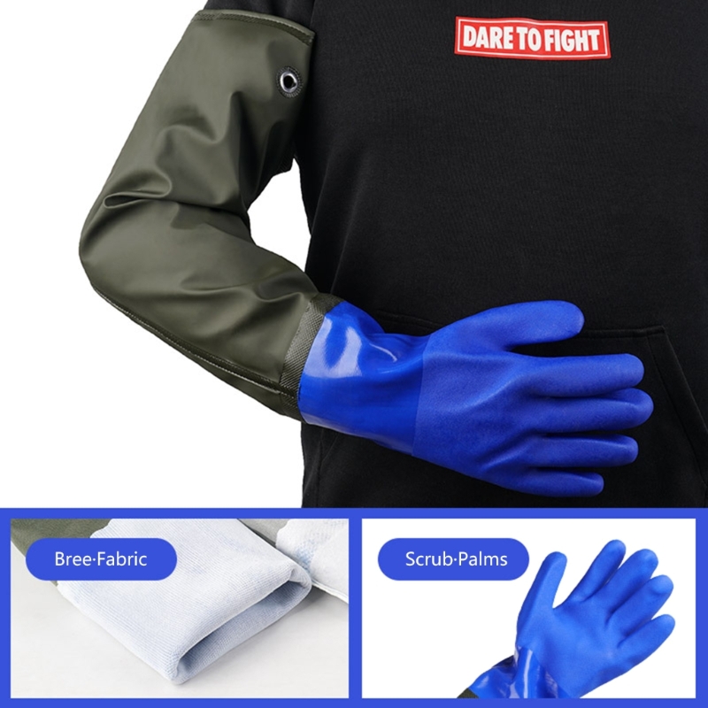 Long lasting Long Waterproof Rubber Gloves Pond Gloves Resistant Gloves for Dishwashing, Vehicle Cleaning