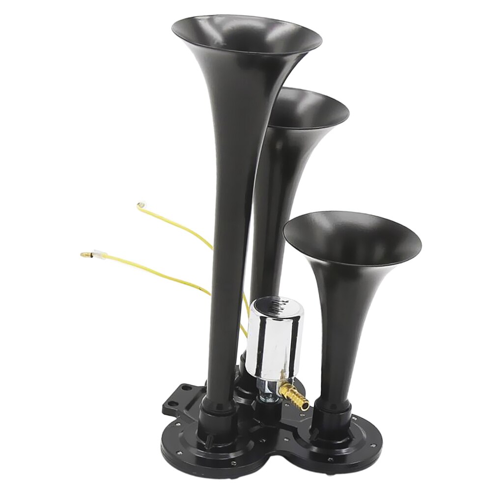 150dB Triple Trumpet LOUD Train Air Four Horn Kit 12V-24V Electric Solenoid