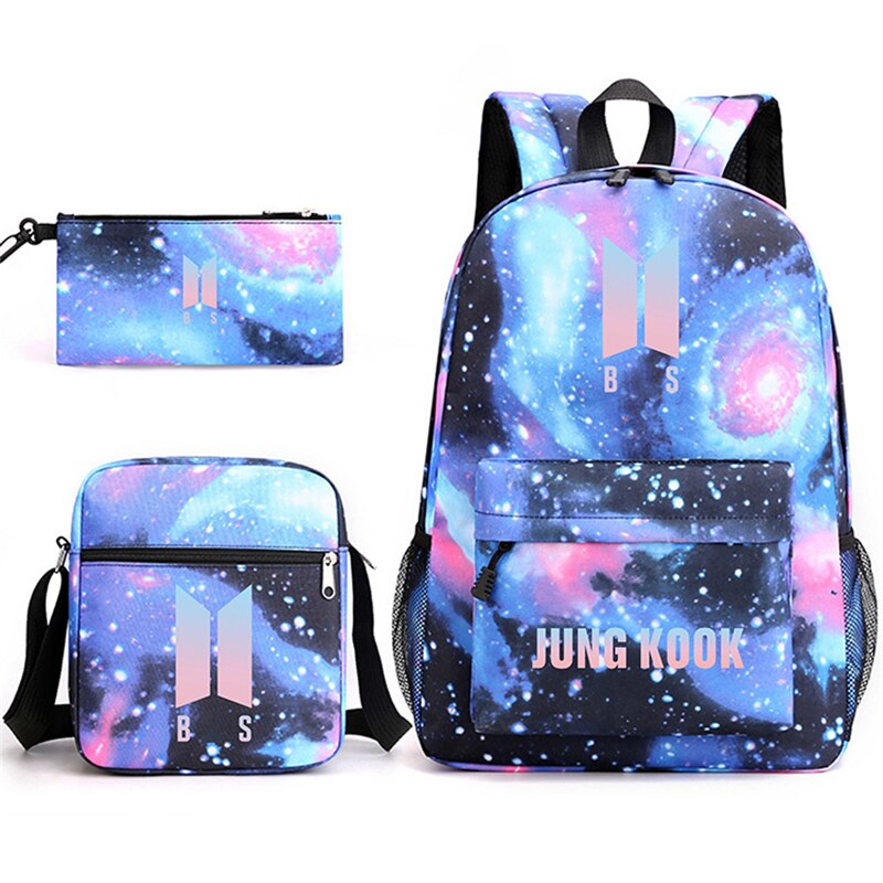 Starry Sky Pattern Schoolbag Pencil Case Shoulder Bag Set Large Capacity Backpack JIN SUGA J HOPE JIMIN V JUNGKOOK Travel Bag