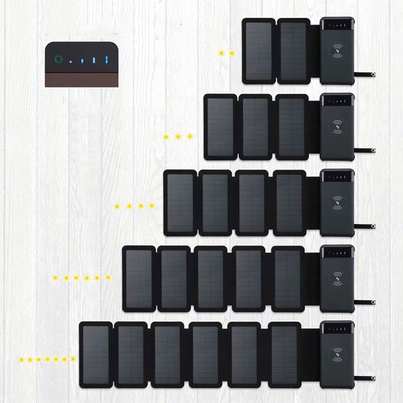 Wireless Solar Accumulatori E Caricabatterie Di Riserva Dual USB Batteria ESTERNA Impermeabile Batteria Ai Polimeri di Caricatore Solare Della Lampada Della Luce Esterna Powerbank