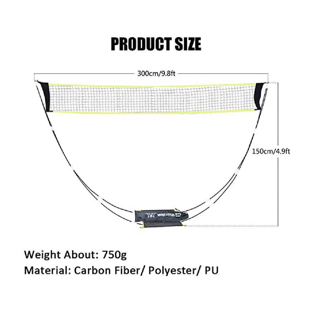 30*15 meter bärbart badmintonnät fällbart mobil badminton 9.8ft nät badminton träningsutrustning utomhus sportartiklar