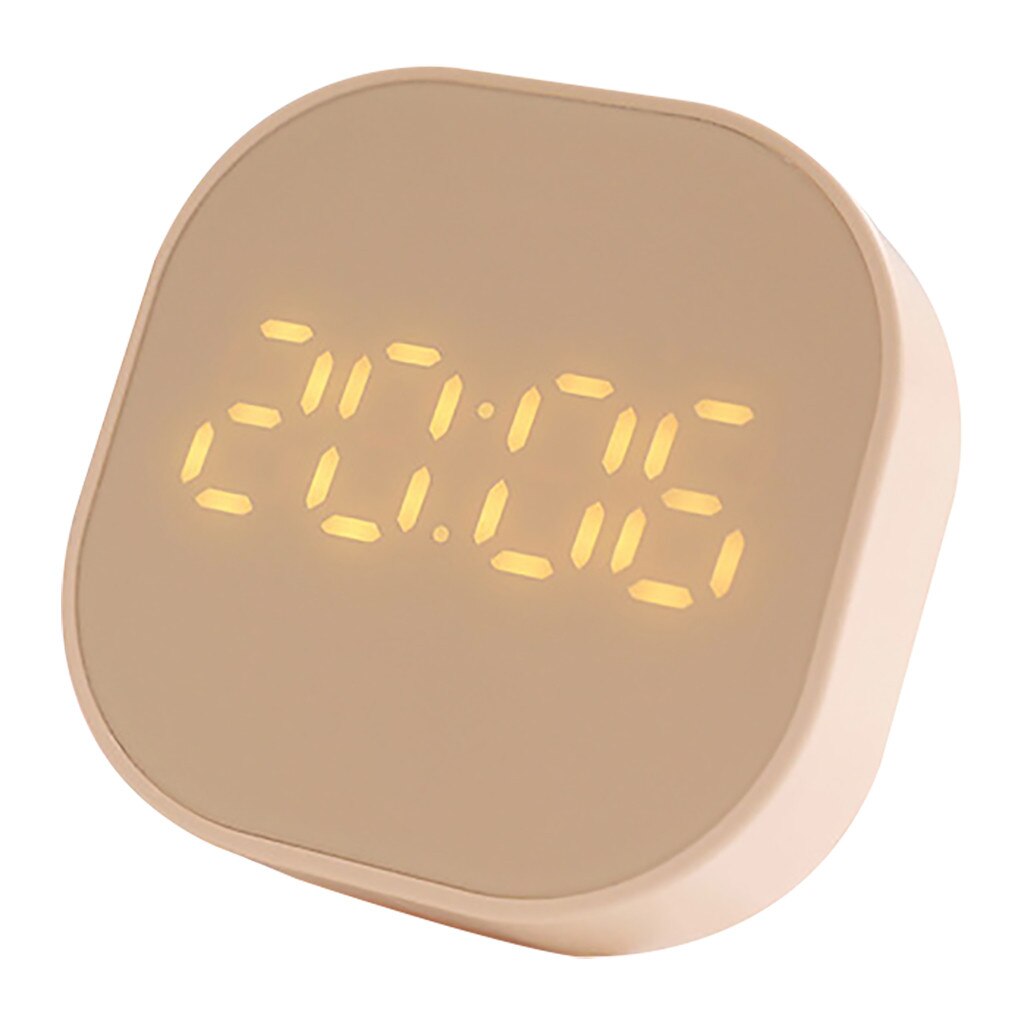 Carré petit réveil lumineux muet LED multifonctionnel numérique horloge lumière température chambre rétro bureau Table décor: C