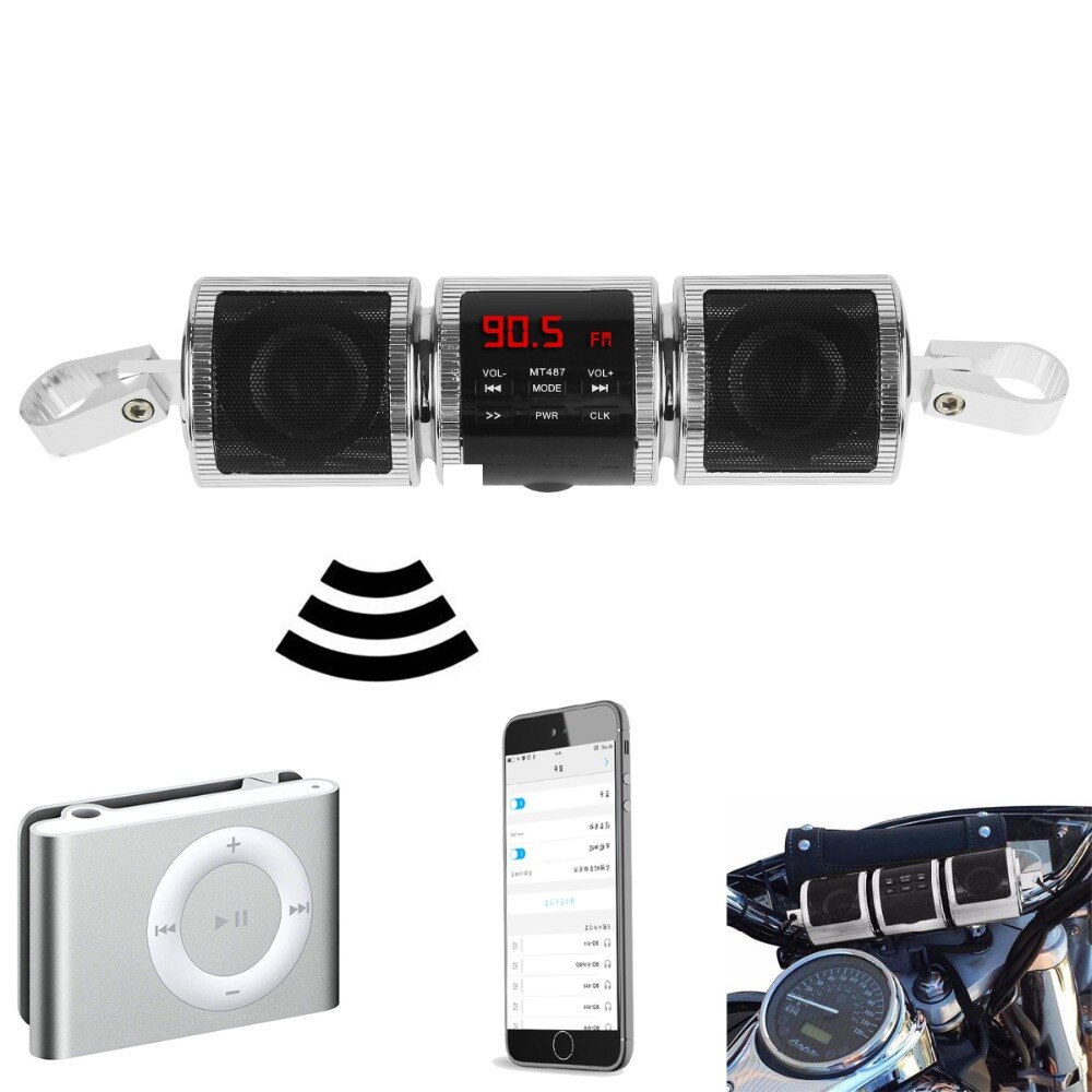 Motorfiets Bluetooth Digitale Display Usb Audio Sound Systeem MP3 Fm Radio Lage Bass Stereo Luidsprekers Waterdichte Audio Speaker