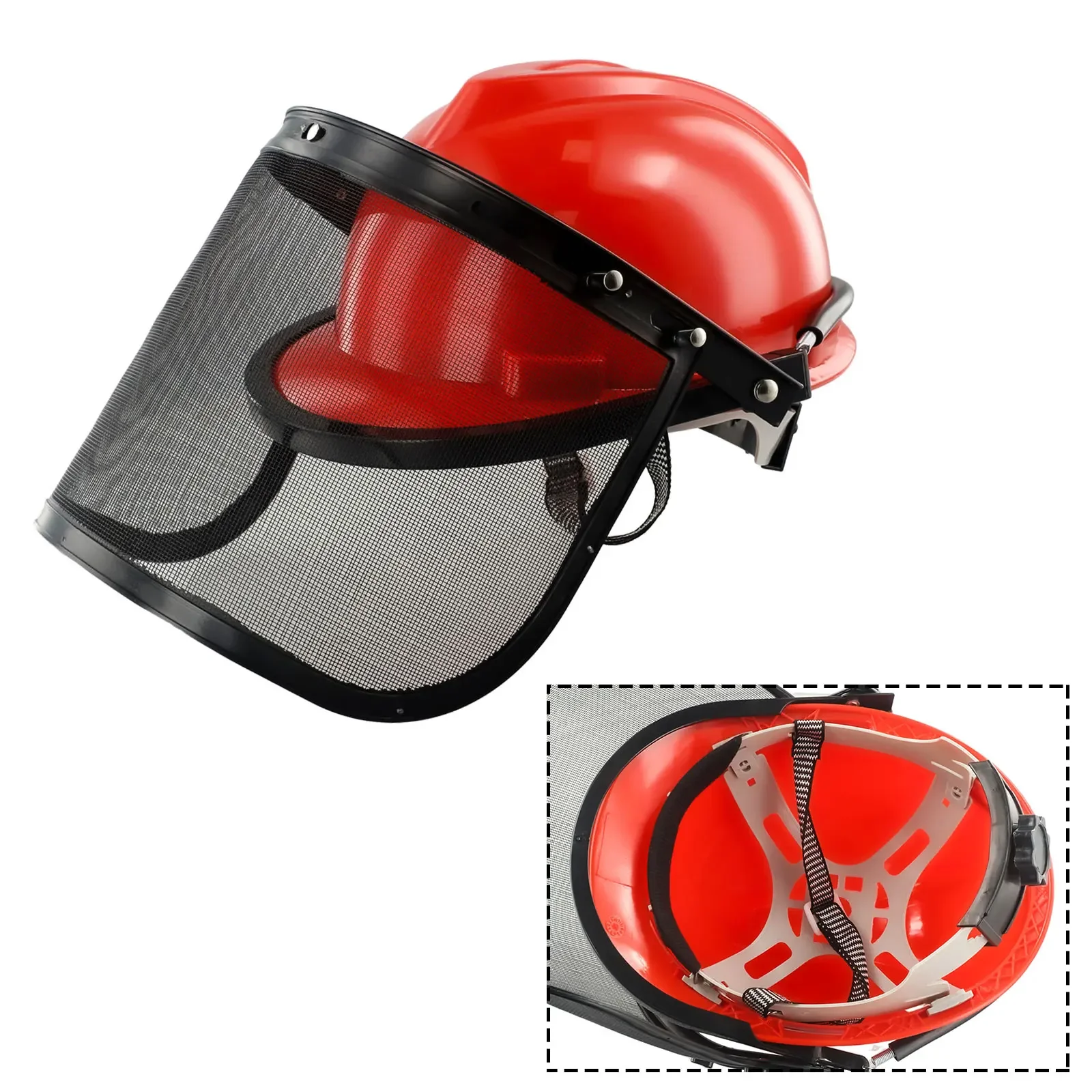 Buiten Kettingzaag Helm Trimmer Masker Bosmaaier Plastic + Mesh Gezicht Vliegende Objecten Werken Rood + Zwart Bescherm Veiligheid