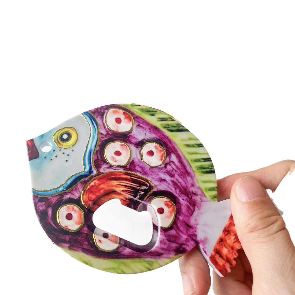 Wohnkultur Harz Fett Kopf Fisch Flasche Opener Kreative Tragbare Kühlschrank Aufkleber DIY Nette Kühlschrank Magnet Spind Schrank: Burgunderrot