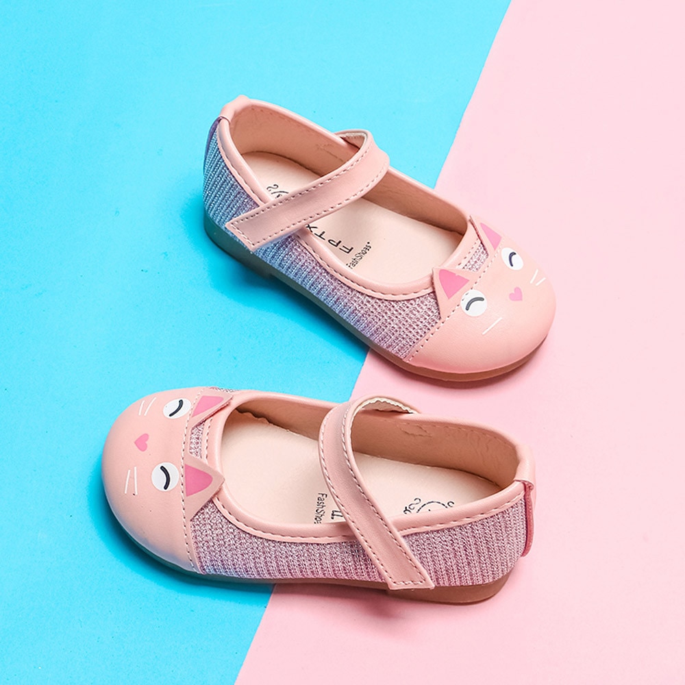 Baby Princess Shoes Kids Sweet Kitty Baby Girls School Flats Shoes Soft Leather Party Dressing Shoes Children Dance Shoe